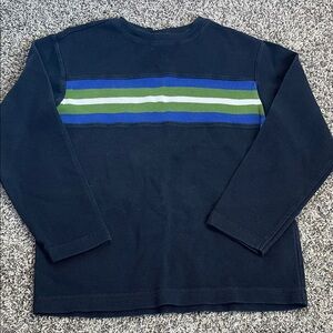 Boys large 10-12 Crazy 8 Black Long Sleeve shirt with Blue Green white Stripes
